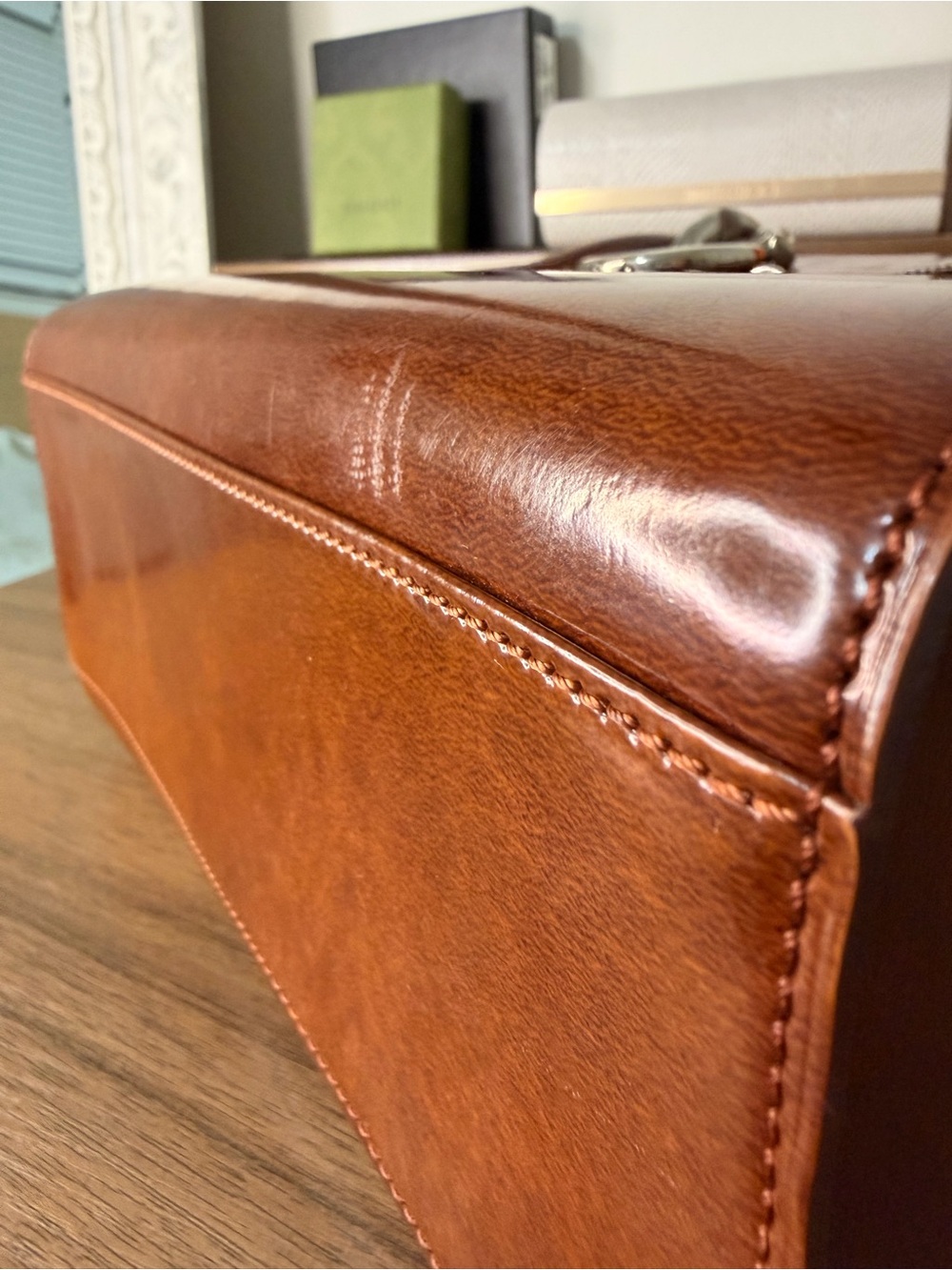 AUTHENTIC - Vintage Cartier Panthère Brown Leather Handbag - Picture 6 of 17